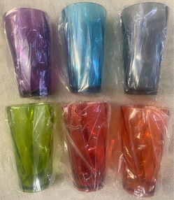 NEW Stackable Colored Plastic Cups - Set of 6 - Made in USA - US Acrylic