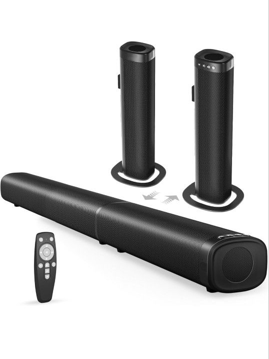 Sound Bar, 100W Sound Bar for Smart TV, Bluetooth 5.3 Soundbar, 2 in 1 Detachable Home Speaker Bass Effect, Home Theater Surround Sound, ARC/Optical/A