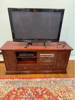 Tv stand 60” brown cherry wood finish