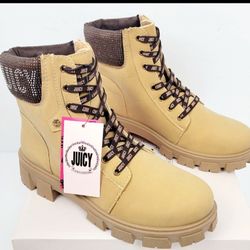 Juicy Couture Juicy Jinger Boots~Honey. NIB. Size 6.5 9 9 5 10 11M. Upper is made of fabric.