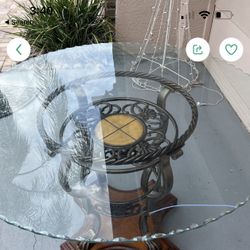 Dinning Table Very Heavy  Wood And Glass Top For 4 To 6 Chairs