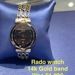 Rado Watch With 14k Figaro Gold Band 