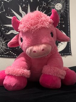 Big pink cow stuffed animal