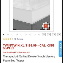 Therapedic 3" Memory Foam Topper 