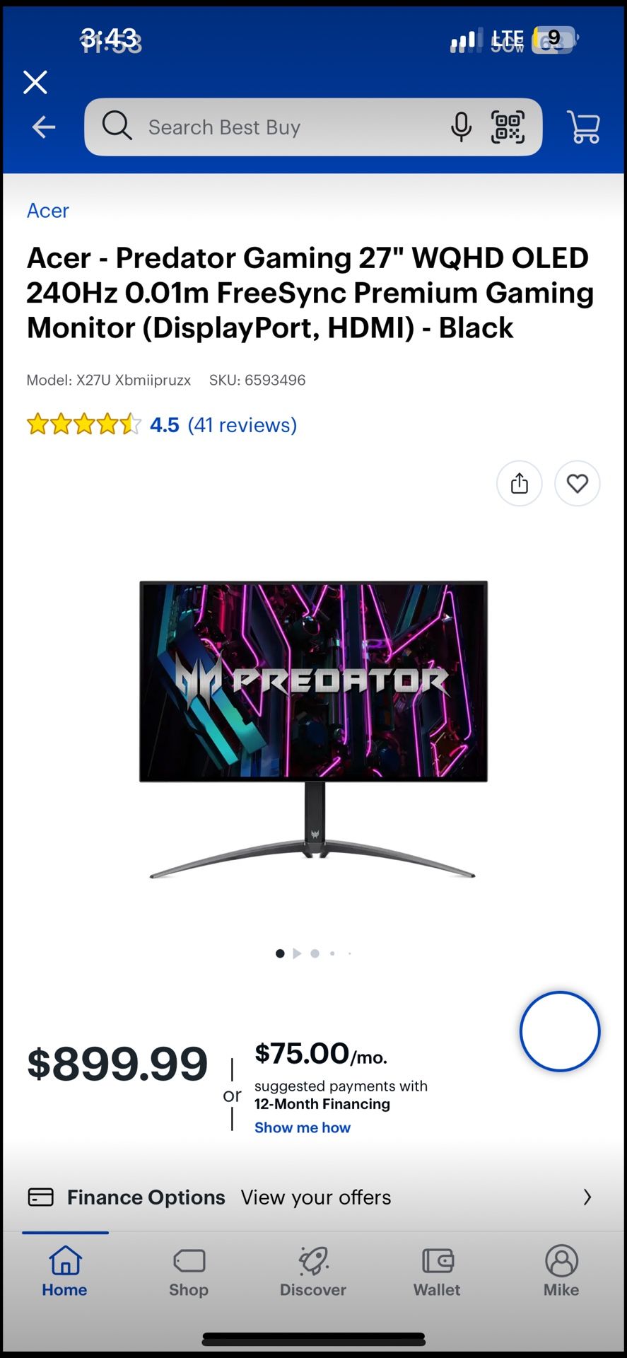acer Predator X27U WOLED With 4 Year Warranty