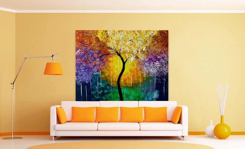 New canvas painting colorful tree