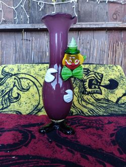 Purple Glass Clown Flower Vase 13"