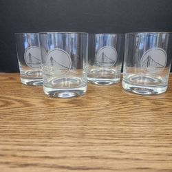 Set of 4 William and Sonoma Glasses with Warriors logo