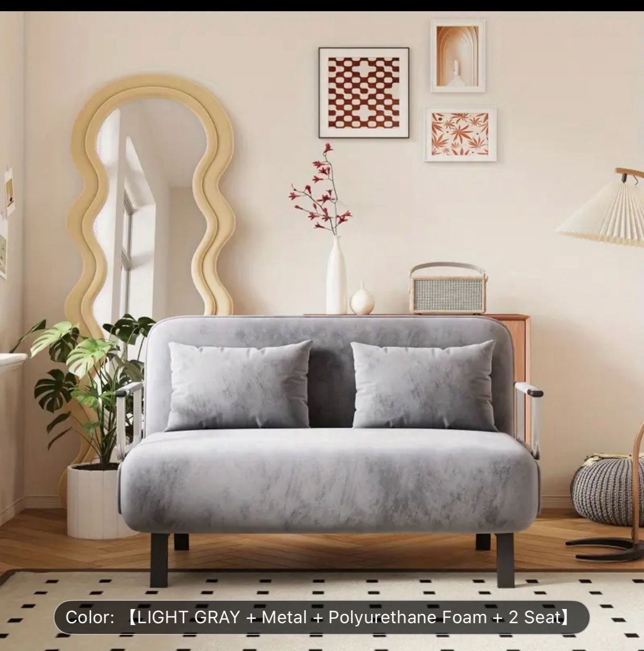 [Convertible Chair Bed Sofal 39" Tri-Fold Convertible Chair Bed - Adjustable Backrest & Pillow Leisure Chaise Lounge Couch - Sturdy Steel Frame, Light