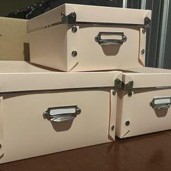 3 Pink Collapsible File/storage Boxes