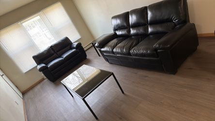 Black leather set 3tables Black leather set