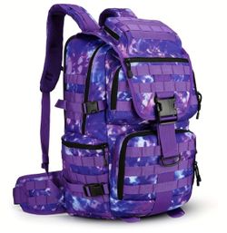 50L Military Tactical Backpack 3 Day Assault Pack Molle Daypack Hiking Backpack for Men and Women (Purple Tie-Dye)