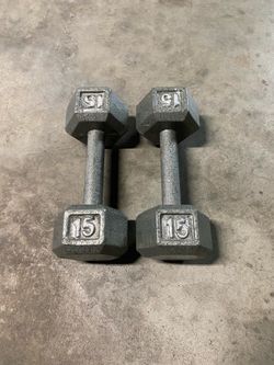 Pair of 15 Ibs HEX Dumbells / Weights - 30 Ibs total