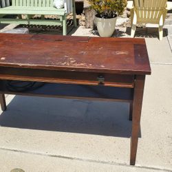 Wooden Desk with Power Strip