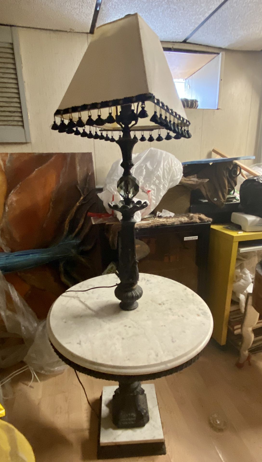 Antique lamp/marble table