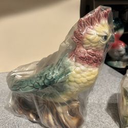 Vintage Majolica Parrot Planter 