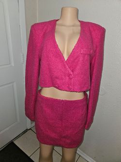 PrettyLittleThing vibrant magenta pink two-piece matching set size 10