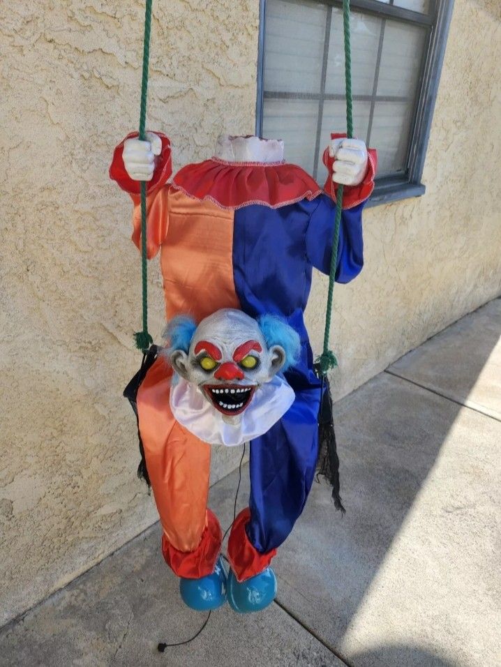 Morbid Enterprises Headless Clown On Swing Animatronic Halloween Prop Decoration