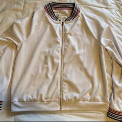 Tresics Zip Up Jacket White Black And Red Stripes SIZE L