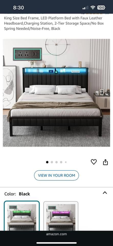 King Size Bed Frame New In Box With Led Lights
