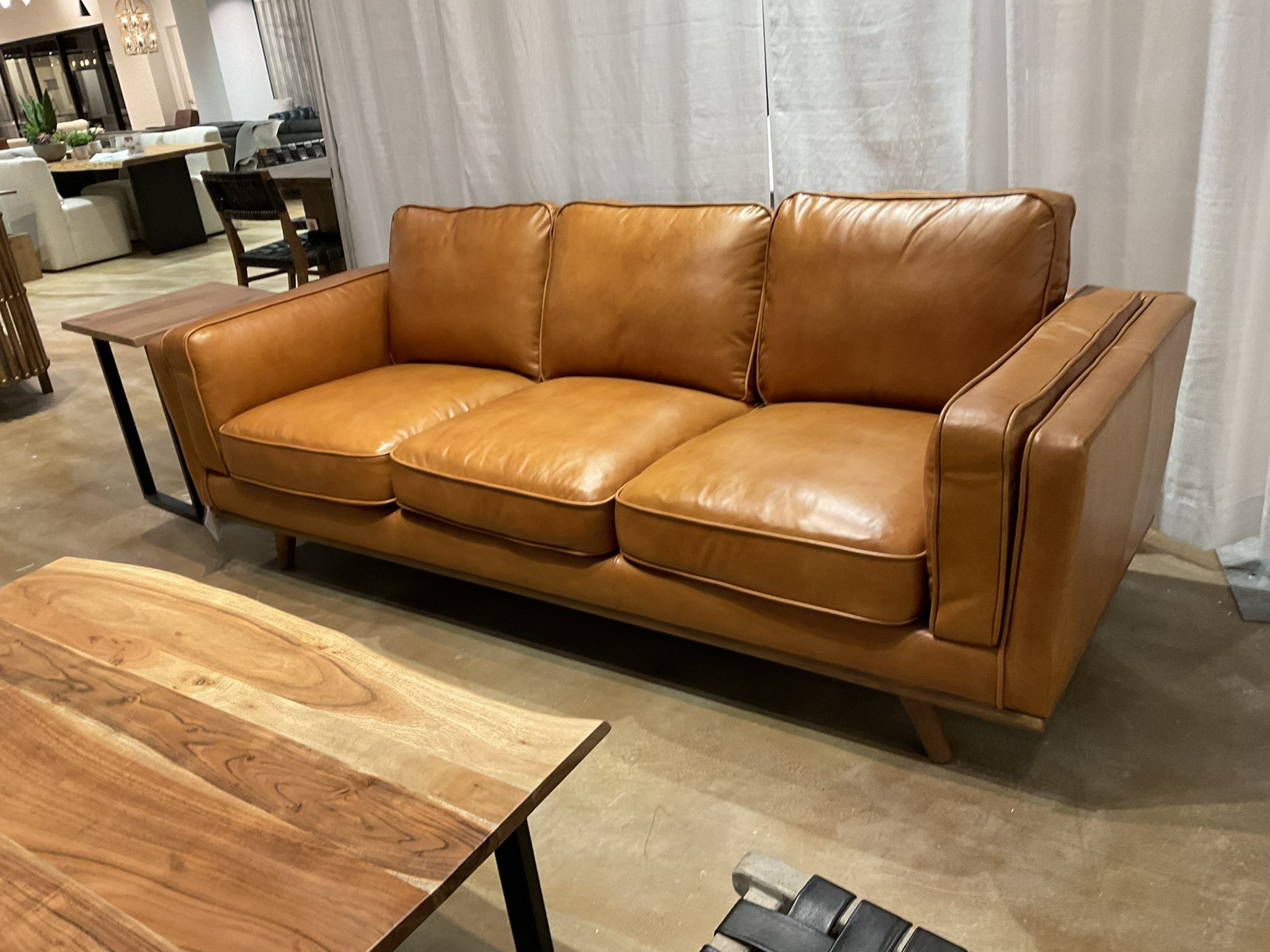 Primitive Collections Milan Brown Leather Sofa