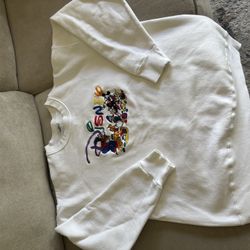Vintage 90s Disney Sweatshirt with Embroidered Characters Painting Logo