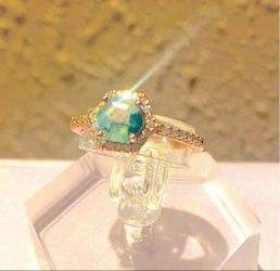 Moss Agate Rose Gold Ring S925 Sz 7