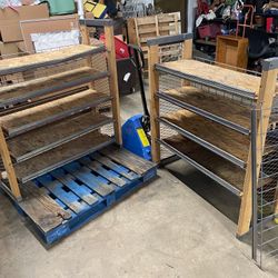 Shelves, OO, Pair of Wood / Metal Shelving Shed-Garage