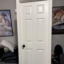 Door With Casing, Trim and Door Knob