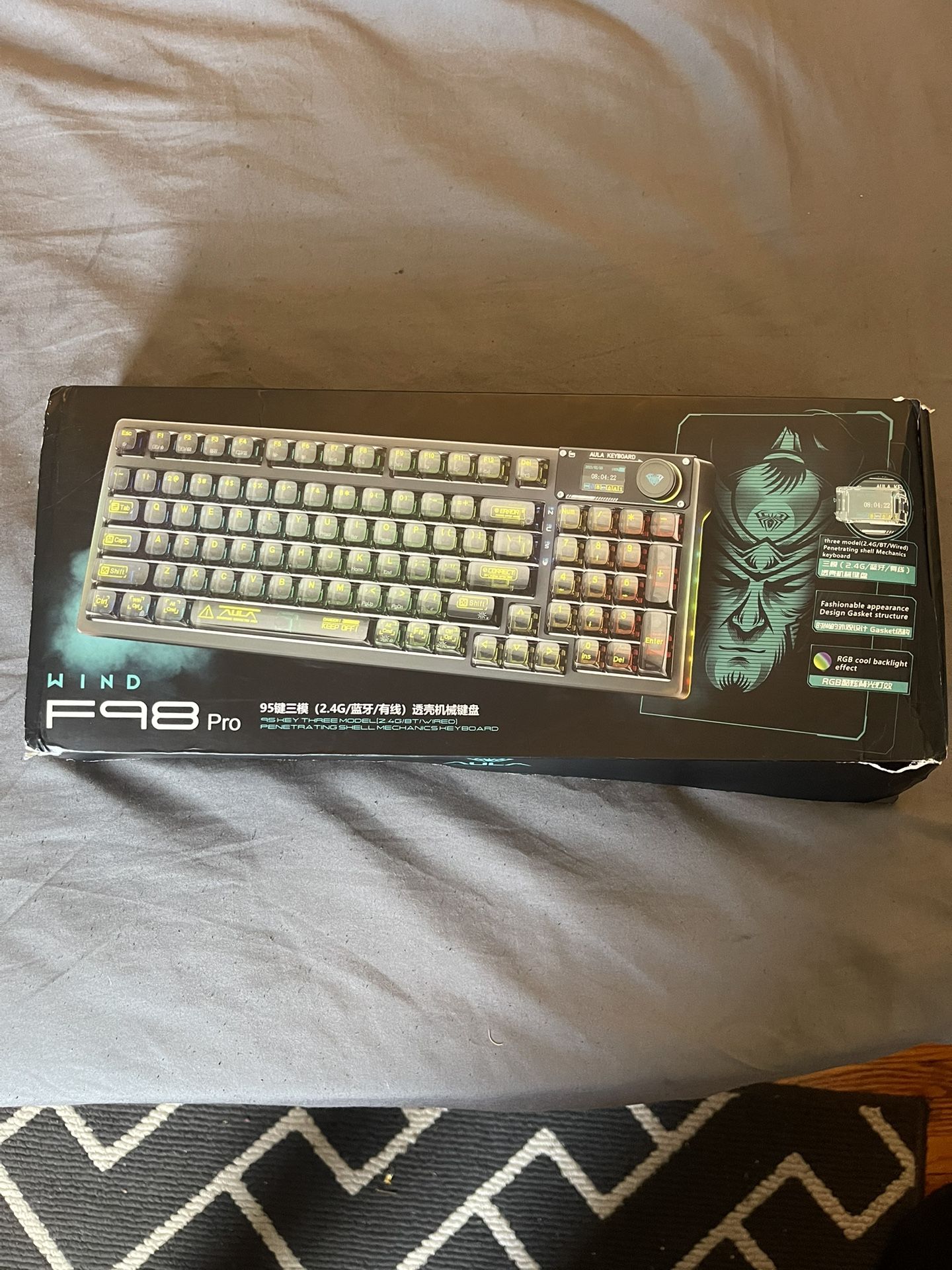 AULA F98 Wind Pro Wireless Mechanical Keyboard with Transparent Keycaps Hot Swap