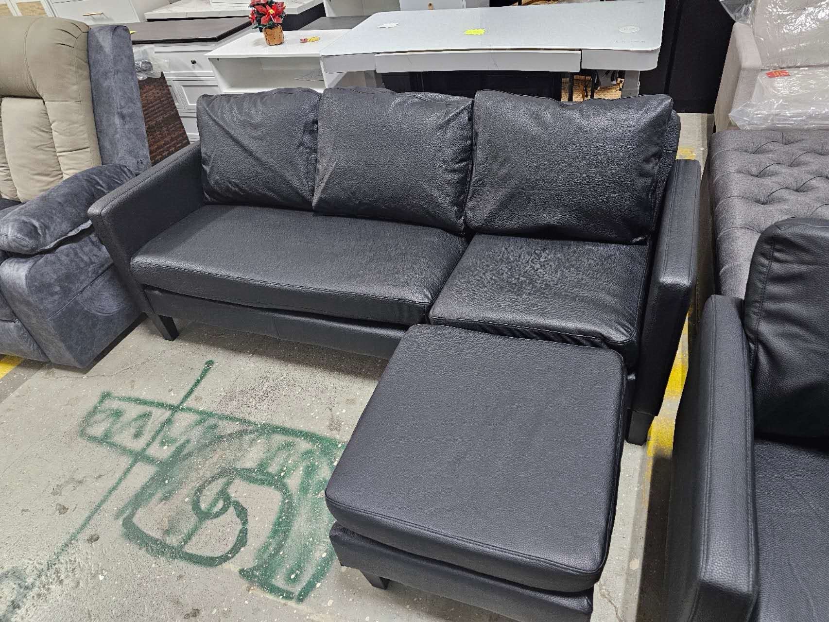 L Shaped Sofa with Reversible Chaise Convertible Sectional Couch 3-Seater Modern Small Couches for Small Space,Black. $220