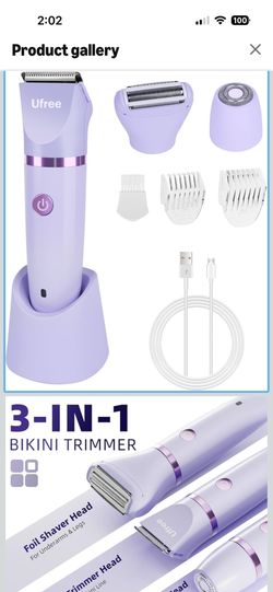 Bikini Trimmer Electric Razors for Women, Rechargeable Pubic Body Hair Trimmer Electric Shaver for Legs Body Hair, Bikini Shaver IPX7 Waterproof, Gift