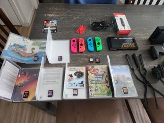 Nintendo Switch Console Mixed Lot w/ Joy-Cons, Games, Cases & Car Charger