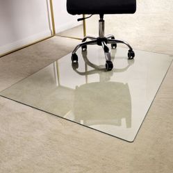 Office Chair Mat for Carpet - 36" x 46" Tempered Glass Floor Mat - for Office Chair on Carpet - 1/6" Thick Clear Computer Floor Mat with 4 Anti-Slip P