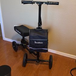 Knee Scooter Steerable Knee Walker for Foot Injuries Compact Crutch Alternative with Dual Braking System (Black)  