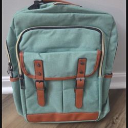 Stylish Green Backpack with Brown Accents