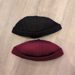 2 new  Men's Rimless Caps Punk Longshoreman Blk/Maroon