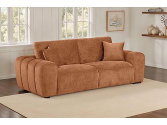 Burnett Burnt Orange Chenille Upholstered Wide Arm Sofa