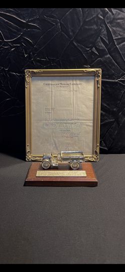 1918  Framed Original Chevrolet Motor Company, Historical Document Letter &  Chevrolet’s first truck 1918 model-1962’s truck Demonstration Award