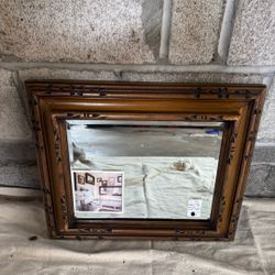 *Vintage* MEXICAN , Handcarved Dark RED & Light Brown WOOD mirror