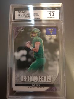 Bo Nix 2023 Leaf Rookie Exclusive Flag Edition GEM MINT 10