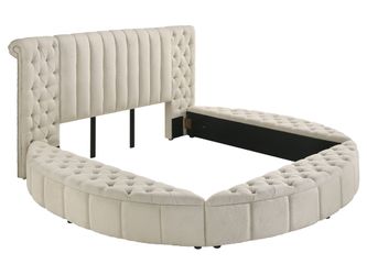 Sonya Ivory Eastern King Storage Bed Boucle