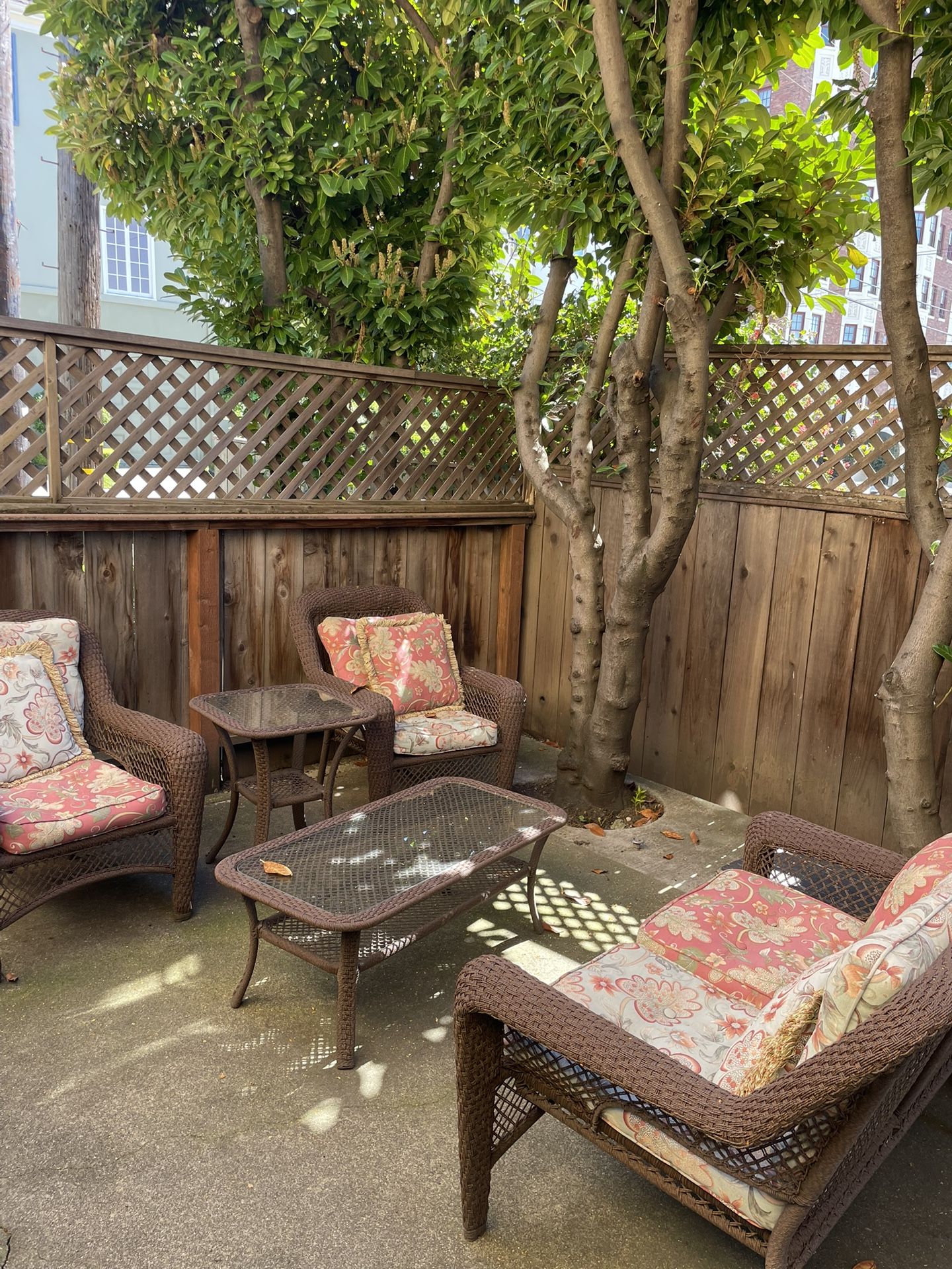 Patio Furniture: 2 Chairs, One Couch, One Coffee Table, One Side Table