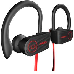 Bluetooth Headphones, Anbes Wireless Earbuds, IPX7 Waterproof Sports Earphones with Ear Hooks & Mic, HD Stereo in-Ear Headphones Gym Running Workout,