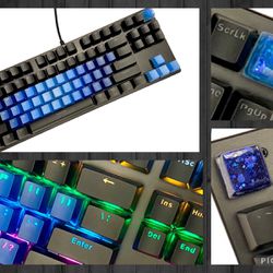 Blue, Black & Resin Custom Keys Mechanical Gaming Keyboard RGB Rainbow Backlit