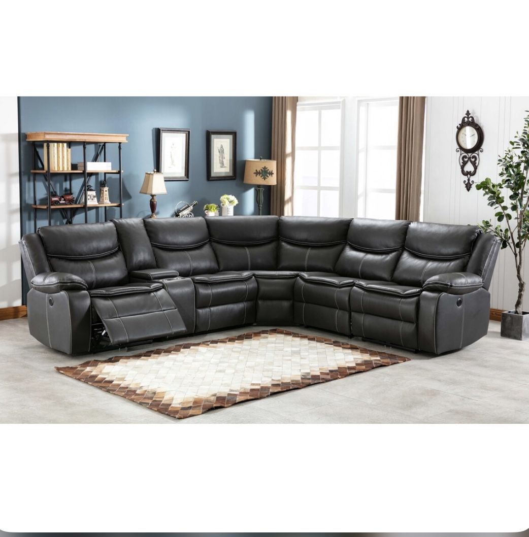 Brand New Super Comfy Modular Reclining Leather Sectional Set