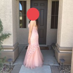 Pink Mermaid Lace Prom Dress