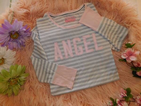 Victoria's Secret Size Small Gray & White Striped "ANGEL" Nightgown