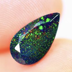 1.64Ct Welo Black Opal Polished - Ethiopian Opal - Pear Faceted