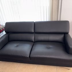 Faux Black Leather Sofa